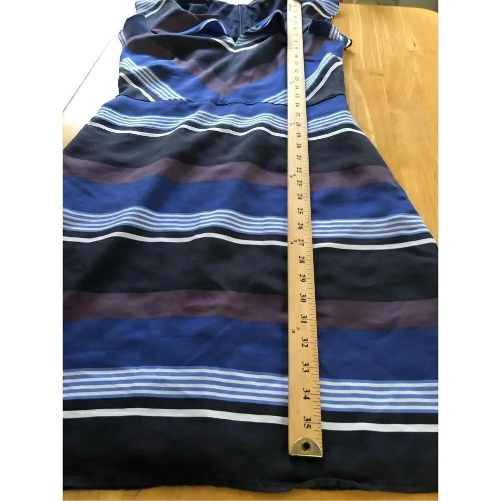 BANANA REPUBLIC  Striped Ruffle Lined 100% Silk A-Line Dress Size 6